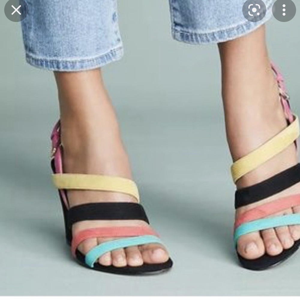 Botkier Suede Multicolor Colorful Strappy Heels - Picture 2 of 9